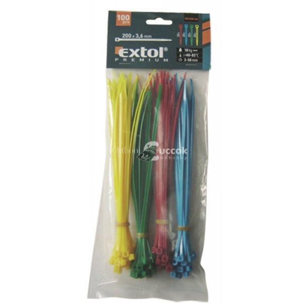 EXTOL PREMIUM kábelkötegelő 2,5×150mm 100db, 4 színű (piros, kék, sárga,
zöld), nylon;