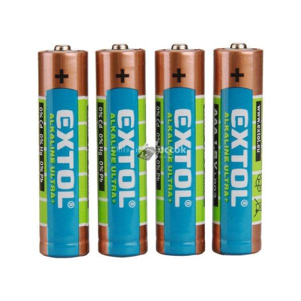 EXTOL ENERGY elem klt. 4 db, alkáli, 1,5V, méret: AAA (LR03); hosszú
étettartam, bliszteren