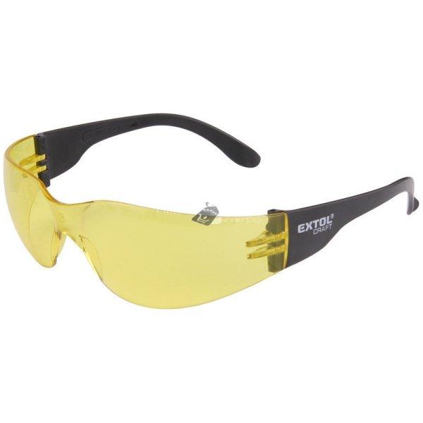 EXTOL CRAFT védőszemüveg, sárga, polikarbonát, CE, optikai osztály: 1,
ütődés elleni védelmi osztály: F