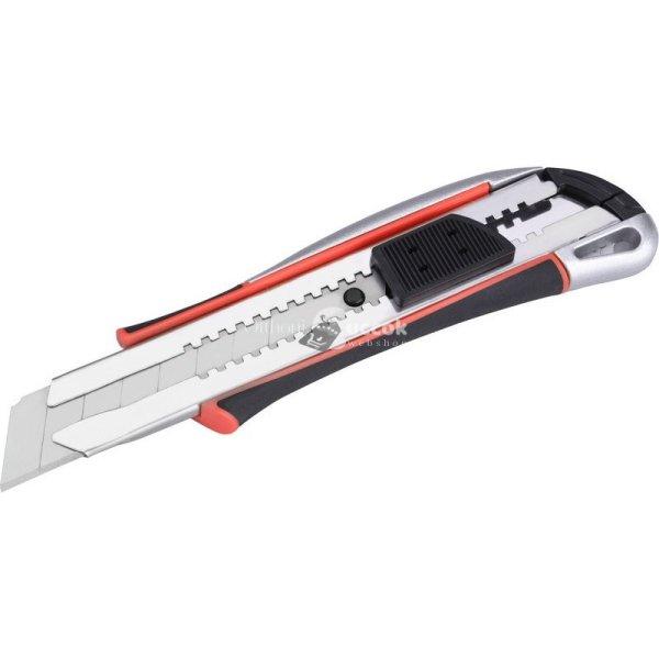 EXTOL PREMIUM tapétavágó kés, autolock, fémházas, 25mm, fémházas,
gumírozott, pótpenge: 9126, 8855093