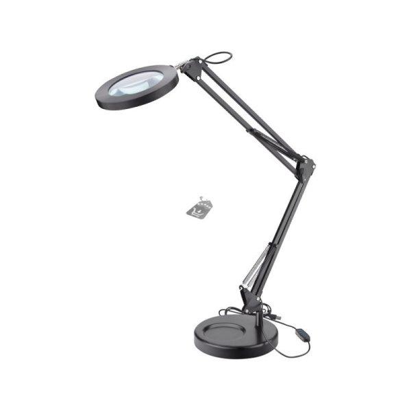 EXTOL LIGHT nagyító LED lámpa, asztali, Fekete, 7 W COB, 2400 Lm, 5×
nagyítás; mechanikusan állítható rögzítés, USB töltőkábel