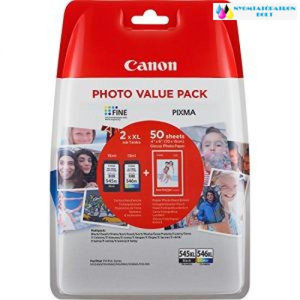 Canon PG-545XL/CL-546XL eredeti tintapatron fekete/színes multipack + 50 lap
fotópapír BS8286B006AA