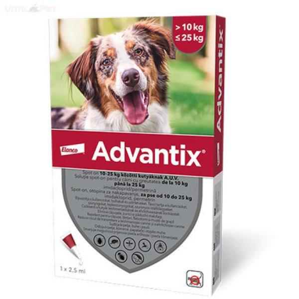 Advantix® 4 db spot on 10-25 kg közötti kutyáknak 4x2,5 ml