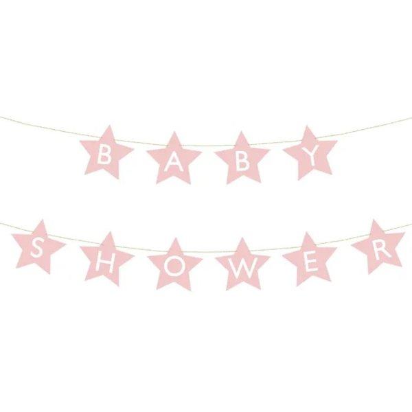Csillag alakú banner függőlánc babaköszöntőhöz - fényes rózsaszín
