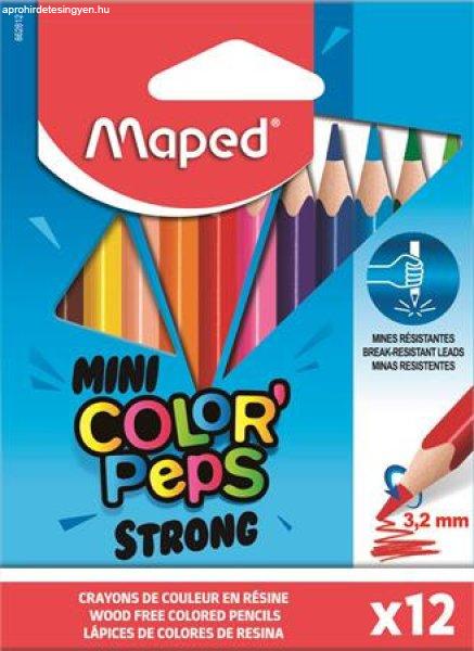 Színes ceruza készlet, háromszögletű, MAPED "Mini Color'Peps
Strong", 12 különböző szín