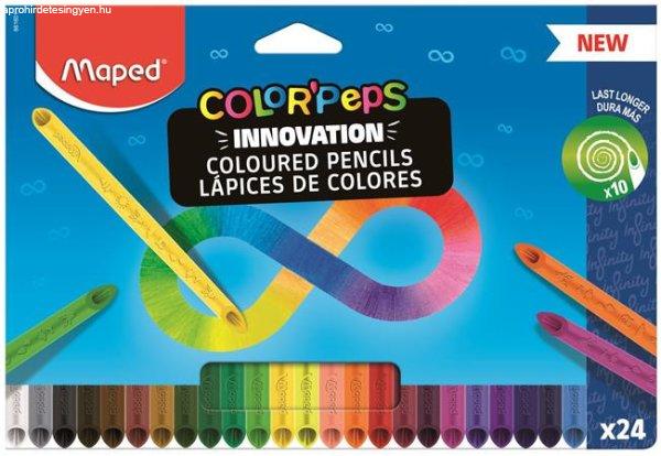 Színes ceruza készlet, háromszögletű, MAPED "Color'Peps
INFINITY", 24 különböző szín