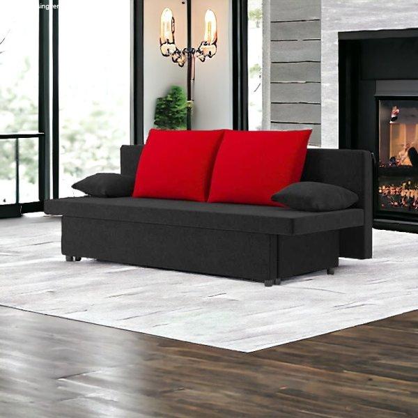 Aneto 2 kanapéágy, normál szövet, hab töltőanyag, szín - fekete / piros