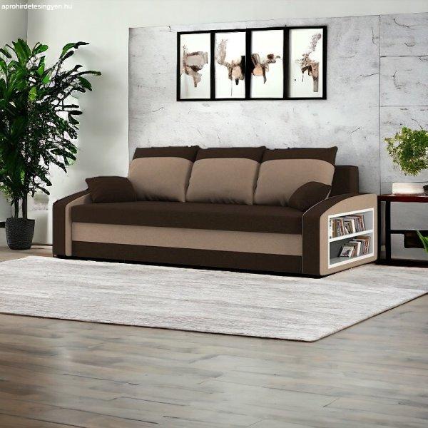Monviso kanapéágy polccal, normál szövet, hab töltőanyag, jobb oldali
polc, barna / cappuccino