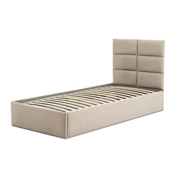 TORRES kárpitozott ágy, ágyneműtartóval, 90x200 cm, szín - bézs, matrac
nélkül