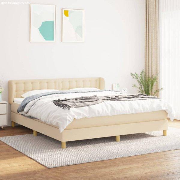 Krémszínű szövet rugós ágy matraccal 160 x 200 cm