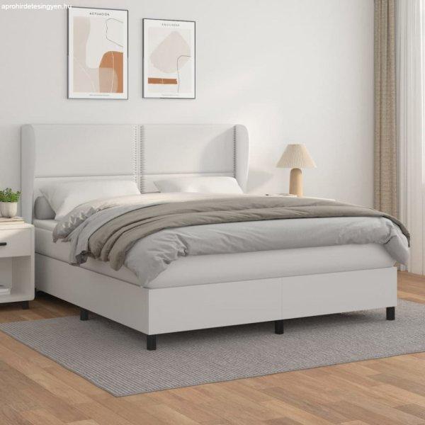 Fehér műbőr rugós ágy matraccal 180 x 200 cm