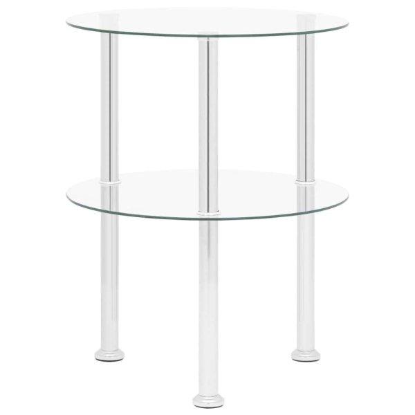 2 szintes átlátszó edzett üveg kisasztal 38 cm