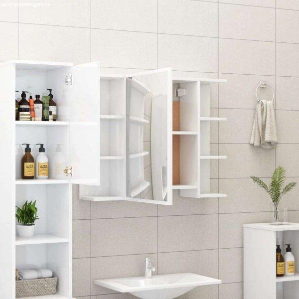 Magasfényű fehér forgácslap fürdőszobai tükör 80 x 20,5 x 64 cm