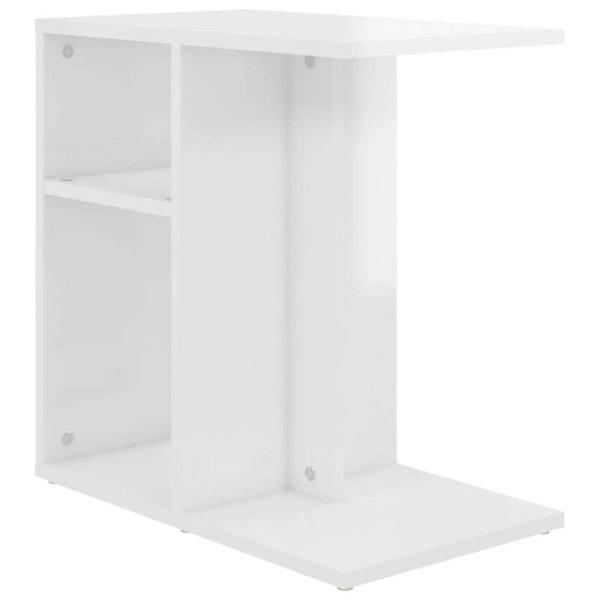 Magasfényű fehér forgácslap kisasztal 50 x 30 x 50 cm