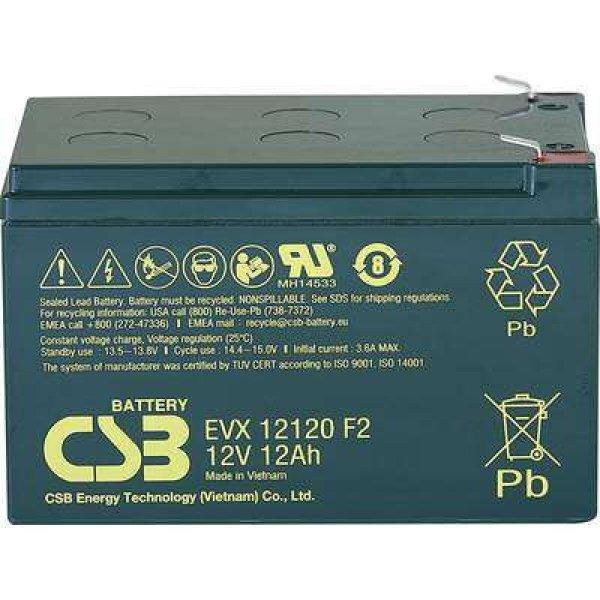 CSB Battery EVX 12120 EVX12120F2 Ólomakku 12 V 12 Ah Ólom-vlies (AGM) (Sz x Ma
x Mé) 151 x 100 x 98 mm 6,35 mm-es laposérintkezős dugó ...