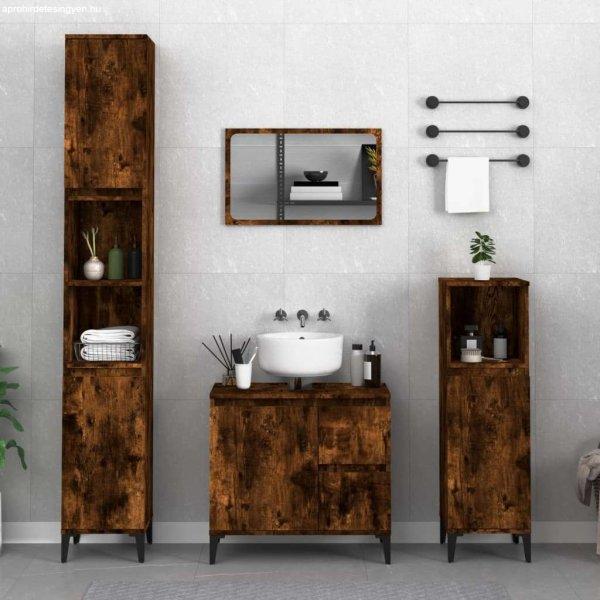 füstös tölgyszínű szerelt fa fürdőszobaszekrény 65 x 33 x 60 cm (819833)