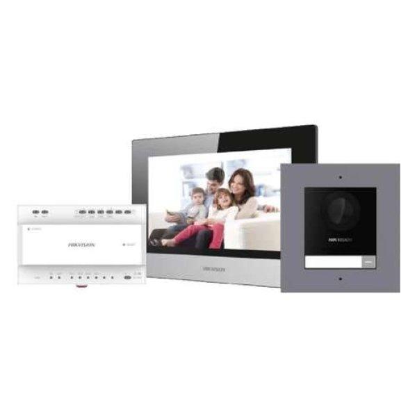 2 vezetékes videó kaputelefon KIT 1 családhoz, 7 hüvelykes monitor, Riasztó
- HIKVISION