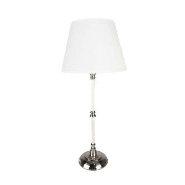 CLEEF.6LMC0068 Fehér ezüst fém asztali lámpa fehér textil-műanyag
lámpaernyővel, 18x44cm