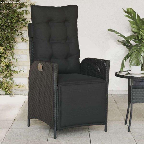 vidaXL fekete polyrattan dönthető kerti szék lábtartóval