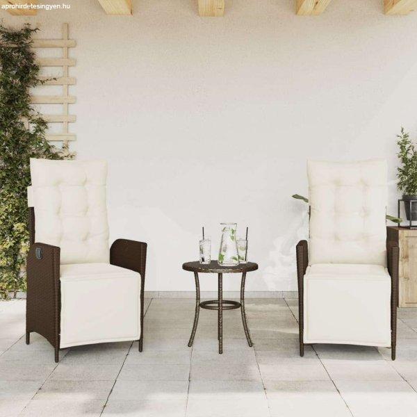 vidaXL 2 db barna polyrattan dönthető kerti szék lábtartóval