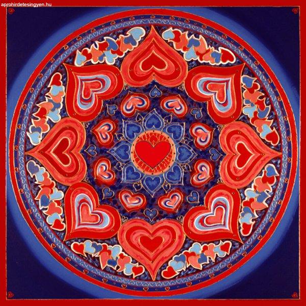 Mandala hűtőmágnes - Szeretet kék piros