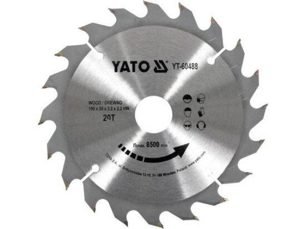 YATO 60488 Körfűrésztárcsa fához 190 x 30 mm T20 YT-60488