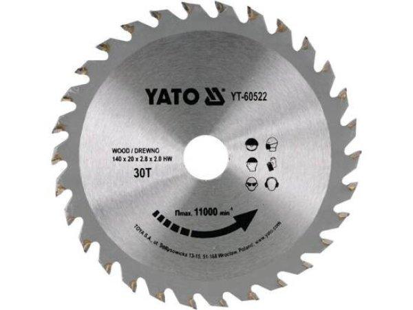 YATO 60522 Körfűrésztárcsa fához 140 x 20 mm T 30 YT-60522