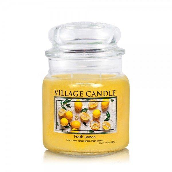 Village Candle Illatgyertya üvegben Friss citrom (Fresh Lemon) 389 g