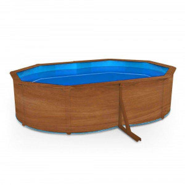 Pontaqua Family Pool ovális 490 x 360 x120 cm, fa mintás, 0,4mm