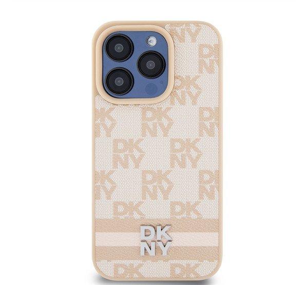 DKNY PU Leather Checkered Pattern and Stripe Apple iPhone 15 Pro tok,
rózsaszín