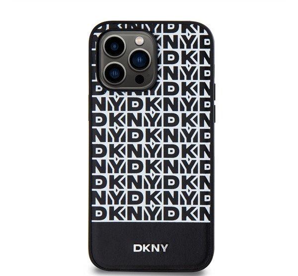 DKNY PU Leather Repeat Pattern Bottom Stripe iPhone 15 Pro Max hátlap tok,
fekete