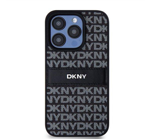 DKNY PU Leather Repeat Pattern Tonal Stripe iPhone 15 Pro Max hátlap tok,
fekete