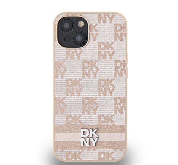 DKNY PU Leather Checkered Pattern and Stripe Apple iPhone 15 hátlap tok,
rózsaszín