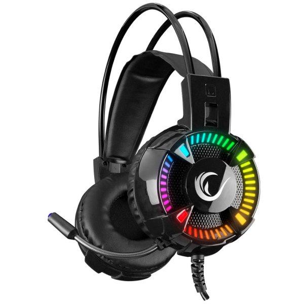 RAMPAGE 31115 rampage fejhallgató - styles rgb (7.1, mikrofon, usb,
hangerőszabályzó, nagy-párnás, 2,2m kábel, fekete)