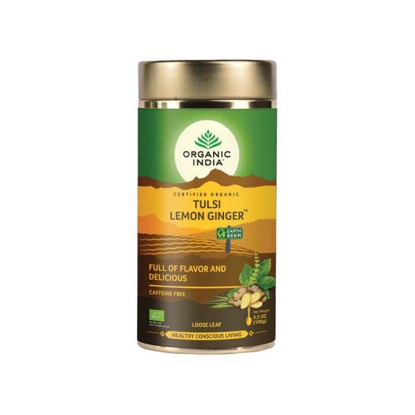 Tulsi LEMON GINGER Citrom Gyömbér, szálas bio tea, 100g - Organic India