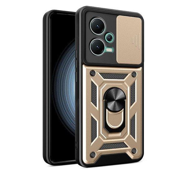Defender műanyag telefonvédő (közepesen ütésálló, szilikon belső,
telefontartó gyűrű, kamera védelem) ARANY Xiaomi Poco X5 5G