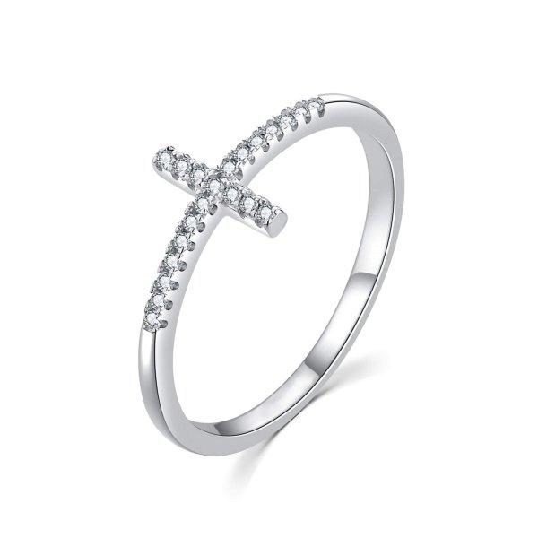 MOISS Elegáns ezüst gyűrű kereszttel R00020 56 mm
