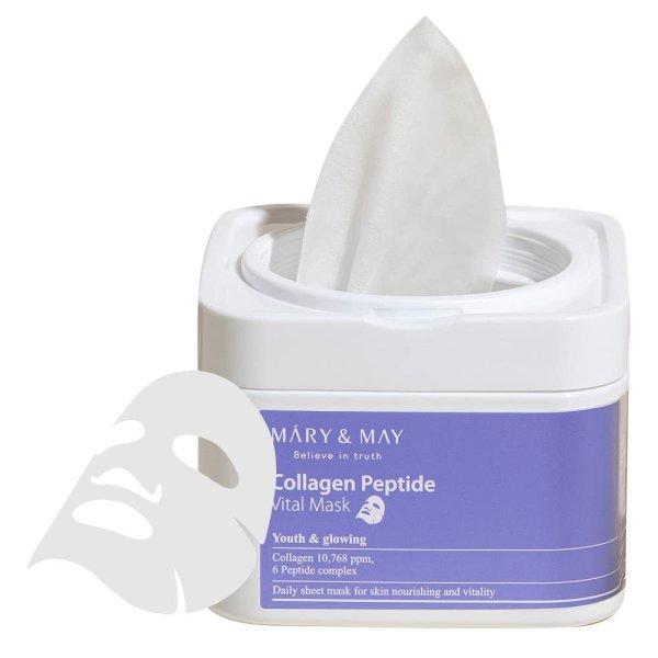 MARY & MAY Feszesítő arcmaszk Collagen Peptide (Vital Mask) 30 db