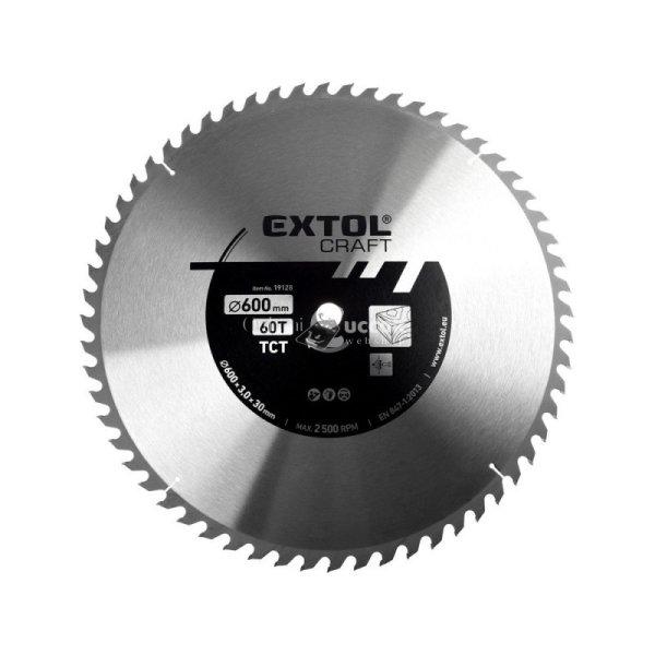 EXTOL CRAFT körfűrészlap, keményfémlapkás, 600×30mm(lyuk átm), T60; 3,8
mm lapkaszélesség, max. 2.500 ford/perc