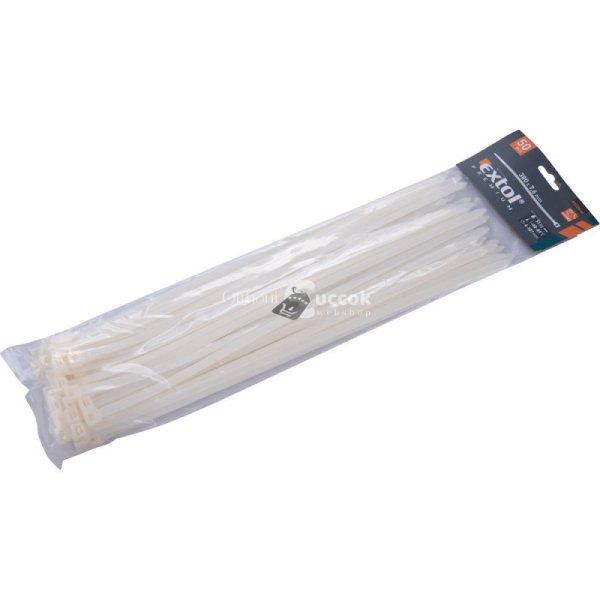 EXTOL PREMIUM kábelkötegelő 7,6×380mm 50db, fehér nylon; UV-, sav- és
lúgálló