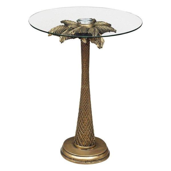 Lerakóasztal, pálmafa, üveg lappal, bronz - PALMIER - Butopêa