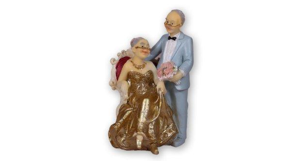 Idős pár (ülő) tortadísz házassági évfordulóra