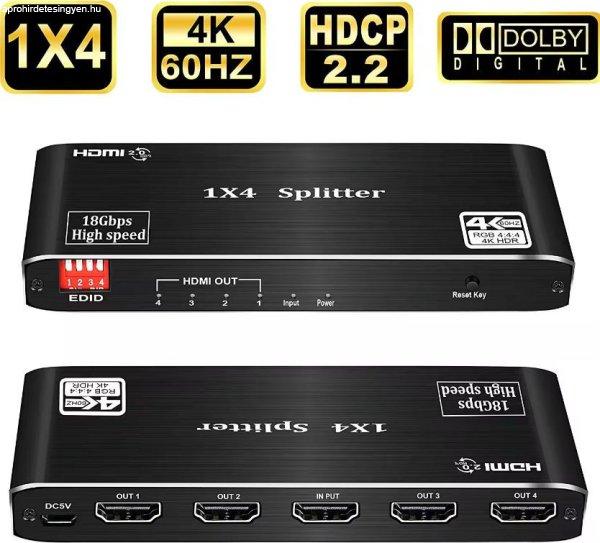HDMI Splitter elosztó 1 bemenet 4 kimenet 1x4