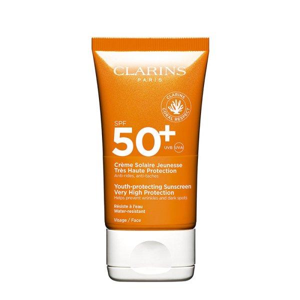 Clarins Arcvédőkrém SPF 50 (Youth-protecting Sunscreen) 50 ml