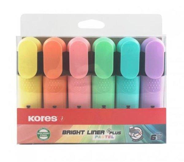 Szövegkiemelő készlet, 0,5-5 mm, KORES "Bright Liner Plus Pastel",
6 különböző szín