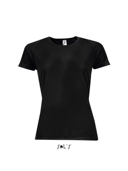 Női raglános rövid ujjú sport póló, SOL'S SO01159, Black-XS