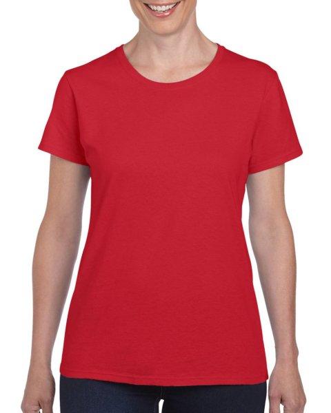 Kerknyakú karcsusított női póló, Gildan GIL5000, Red-M