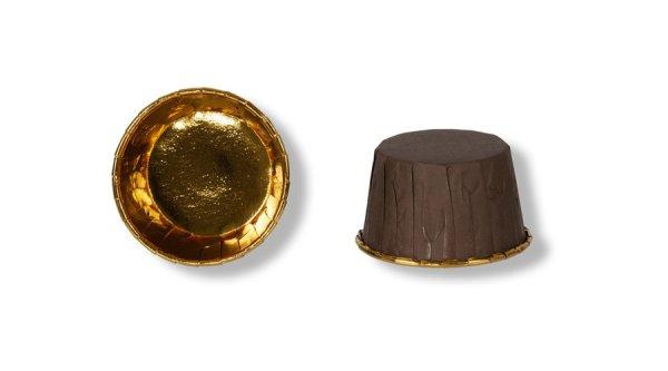 12 db barna kemény falú muffin kapszli arany belsővel
