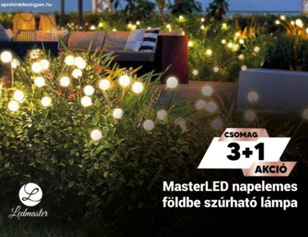 MasterLED napelemes és alkonyatérzékelős földbe szúrható 73 cm-es kerti
LED (x10) lámpa 3+1 csomagakció
