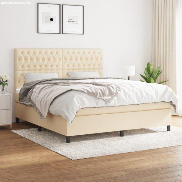 Krémszínű szövet rugós ágy matraccal 180 x 200 cm